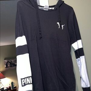 PINK Victoria's Secret Black and White Hoodie